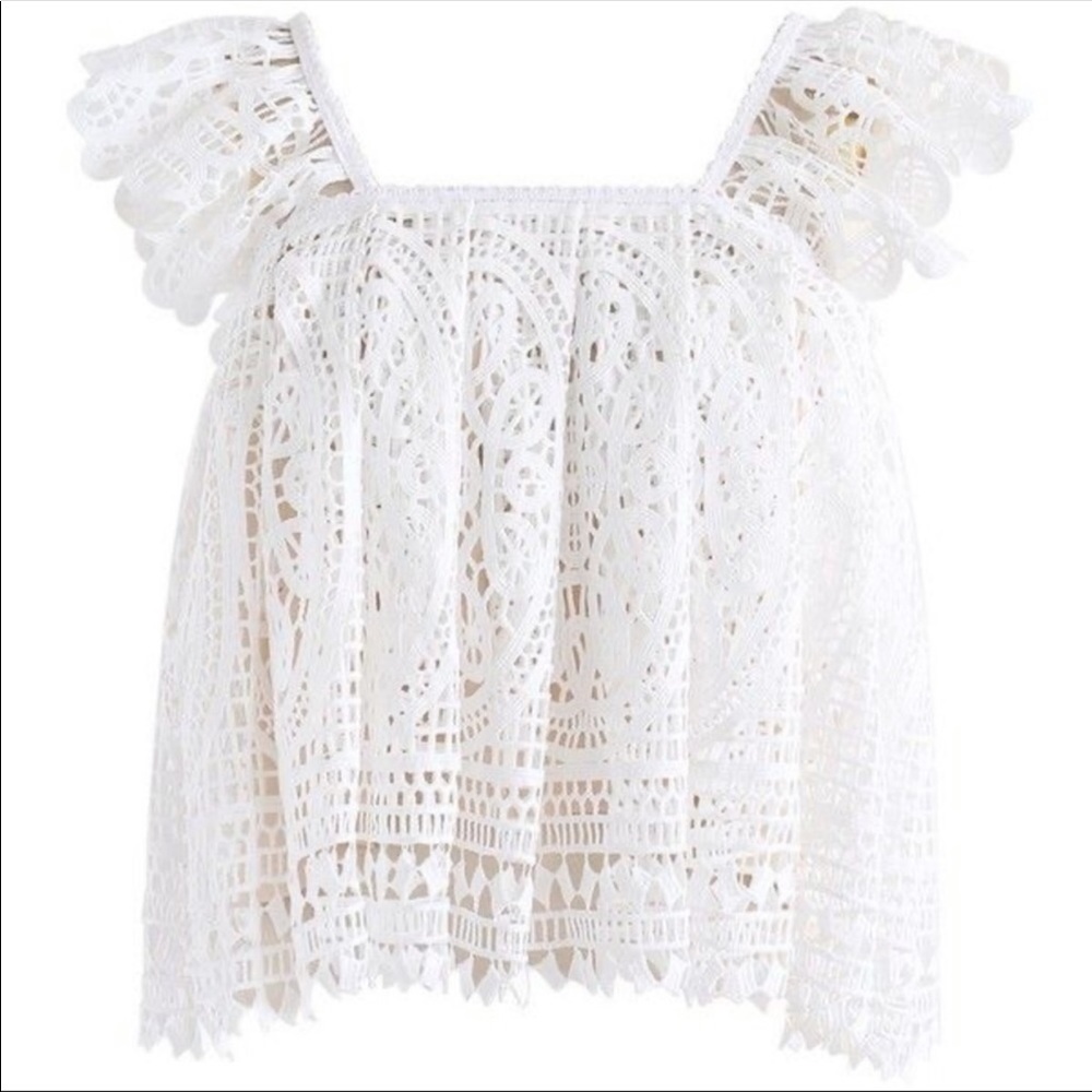 Chicwish white lace crop top (S)